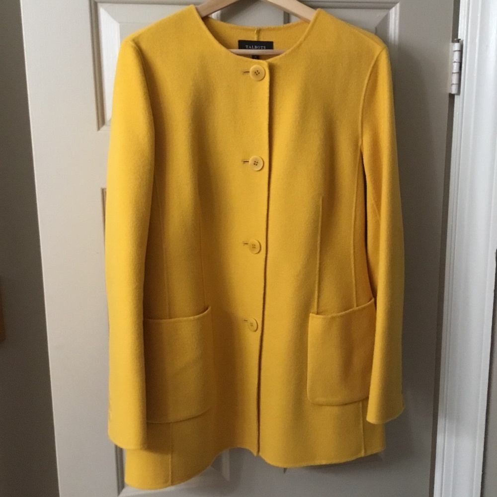 Talbots double-faced wool jacket, gold, size 14.
